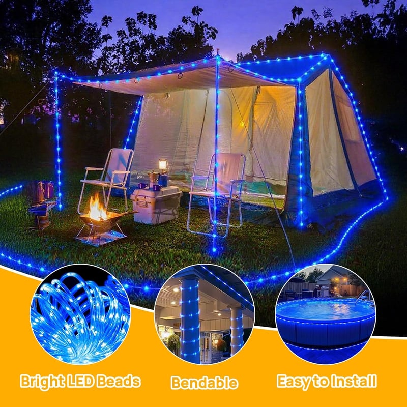 Aofonchy 10m Napelemes Fényfüzér 100 LED Kültéri Vízálló Dekorációs Lámpa 8 Móddal