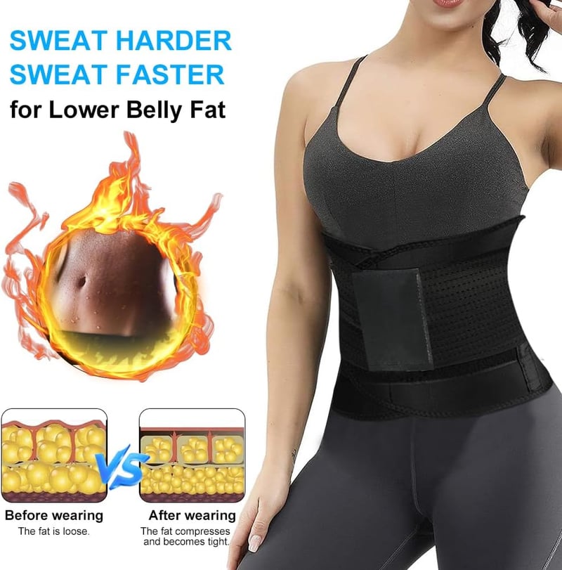 AOGOE Fogyasztó Öv Férfi Női Hasformáló Neoprén Nano Ezüst Izzasztó Derékformáló Állítható Fitness Öv XXL
