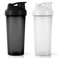 AOGOE Protein Shaker 600ml Čierno-biely, BPA-free s guľôčkou na proteínové nápoje, odmerkou, shaker pohár do posilňovne. 2