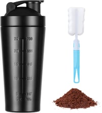AOGOE Rozsdamentes Acél Protein Shaker 900ml - Sportos Fitnesz Palack Mérlegekkel, Szivárgásmentes BPA Mentes 1