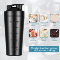 AOGOE Rozsdamentes Acél Protein Shaker 900ml - Sportos Fitnesz Palack Mérlegekkel, Szivárgásmentes BPA Mentes 5