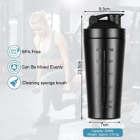 AOGOE Rozsdamentes Acél Protein Shaker 900ml - Sportos Fitnesz Palack Mérlegekkel, Szivárgásmentes BPA Mentes 2