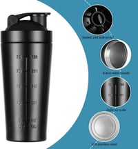 AOGOE Rozsdamentes Acél Protein Shaker 900ml - Sportos Fitnesz Palack Mérlegekkel, Szivárgásmentes BPA Mentes 3
