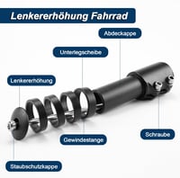 Înălțător de ghidon bicicletă Aohcae, 28,6 mm / 12×2,86 cm, adaptor pentru prelungirea gâtului furcii, pentru biciclete MTB, cursieră, oraș și e-bike, cu cheie hexagonală inclusă 5