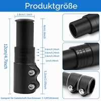 Înălțător de ghidon bicicletă Aohcae, 28,6 mm / 12×2,86 cm, adaptor pentru prelungirea gâtului furcii, pentru biciclete MTB, cursieră, oraș și e-bike, cu cheie hexagonală inclusă 2