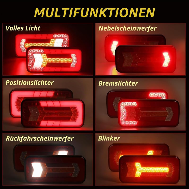 AOHEWEI 2db Utánfutó Hátsó Lámpa 12V/24V Vízálló Fék és Ködlámpa