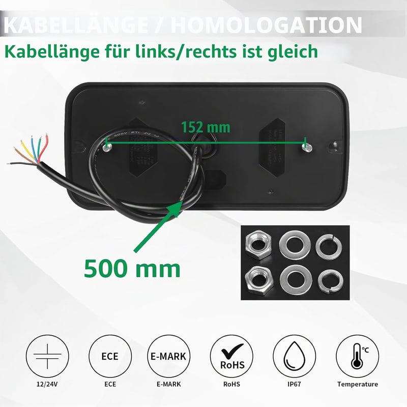 AOHEWEI 2db Utánfutó Hátsó Lámpa 12V/24V Vízálló Fék és Ködlámpa