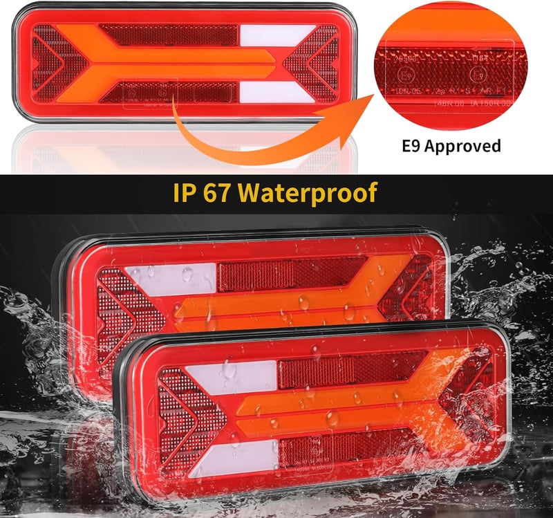 AOHEWEI 2db Utánfutó Hátsó Lámpa 12V/24V Vízálló Irányjelzés Fék Visszafelé Köd Reflektor