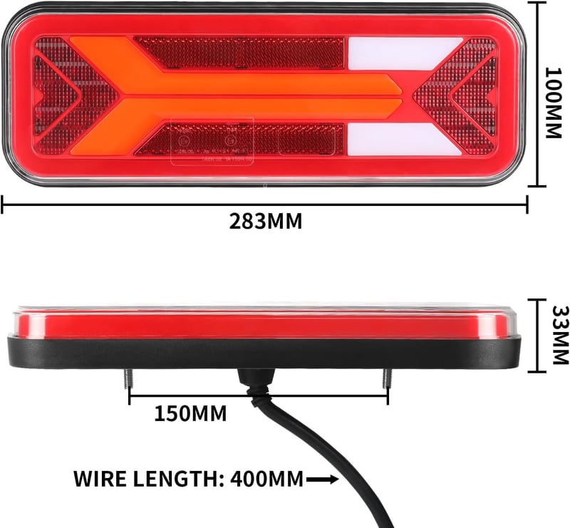 AOHEWEI 2db Utánfutó Hátsó Lámpa 12V/24V Vízálló Irányjelzés Fék Visszafelé Köd Reflektor