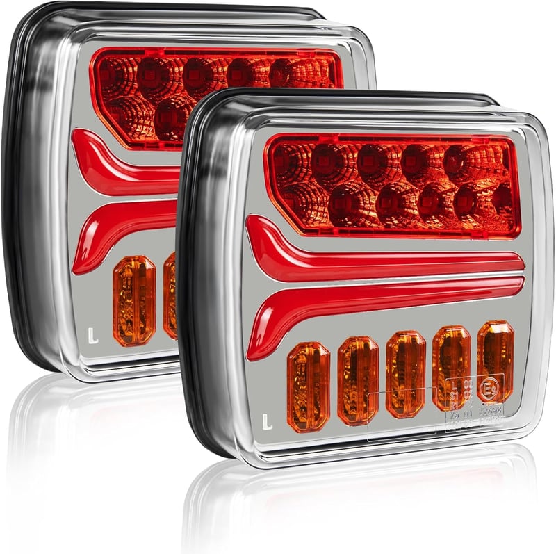 AOHEWEI LED Hátsó Lámpa Szett 12/24V - Vízálló Féklámpa Dinamikus Irányjelzővel és Rendszámvilágítással Utánfutókhoz, Lakókocsikhoz, Teherau