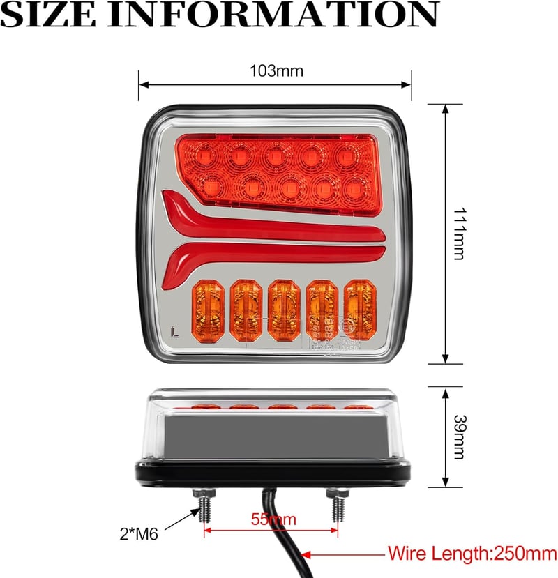 AOHEWEI LED Hátsó Lámpa Szett 12/24V - Vízálló Féklámpa Dinamikus Irányjelzővel és Rendszámvilágítással Utánfutókhoz, Lakókocsikhoz, Teherau