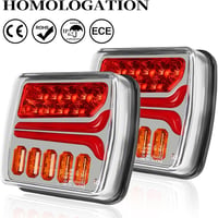 AOHEWEI LED Hátsó Lámpa Szett 12/24V - Vízálló Féklámpa Dinamikus Irányjelzővel és Rendszámvilágítással Utánfutókhoz, Lakókocsikhoz, Teherau 3