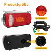 AOHEWEI LED sada zadných svetiel na príves 12V/24V vodotesné smerové, brzdové, cúvacie a hmlové svetlo s 13-pólovým konektorom a 5,5 m 5-žilovým káblom pre nákladné autá a karavany 2