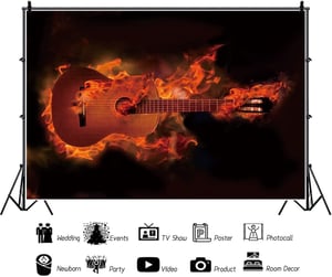 Aoihrraan pozadina za fotografiranje – goruća gitara – 3,5x2,5 m