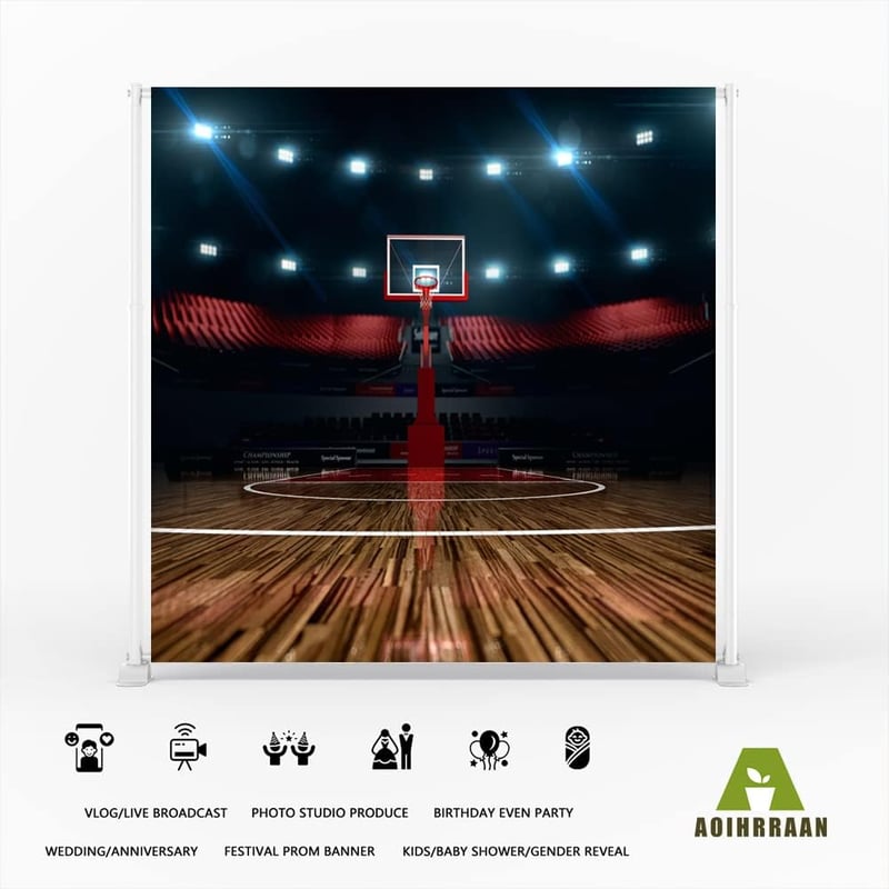Aoihrraan 3x3m Kosárlabda Pályafotó Háttér Stadion Sportverseny Dekoráció