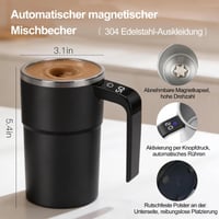 Samomiešací hrnček Aoisyesbig 380 ml s ukazovateľom teploty a viečkom, čierny, inteligentný termohrnček s funkciou miešania 5