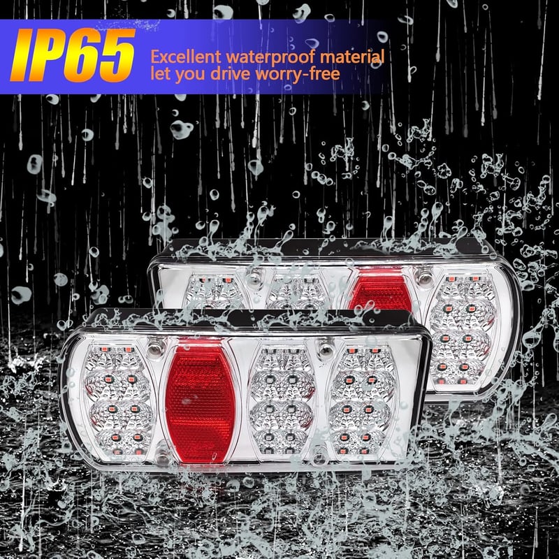 AOJO 13 pólusú LED utánfutó hátsó lámpa szett 5 m kábellel 12V 24V 7 funkció vízálló E jóváhagyott