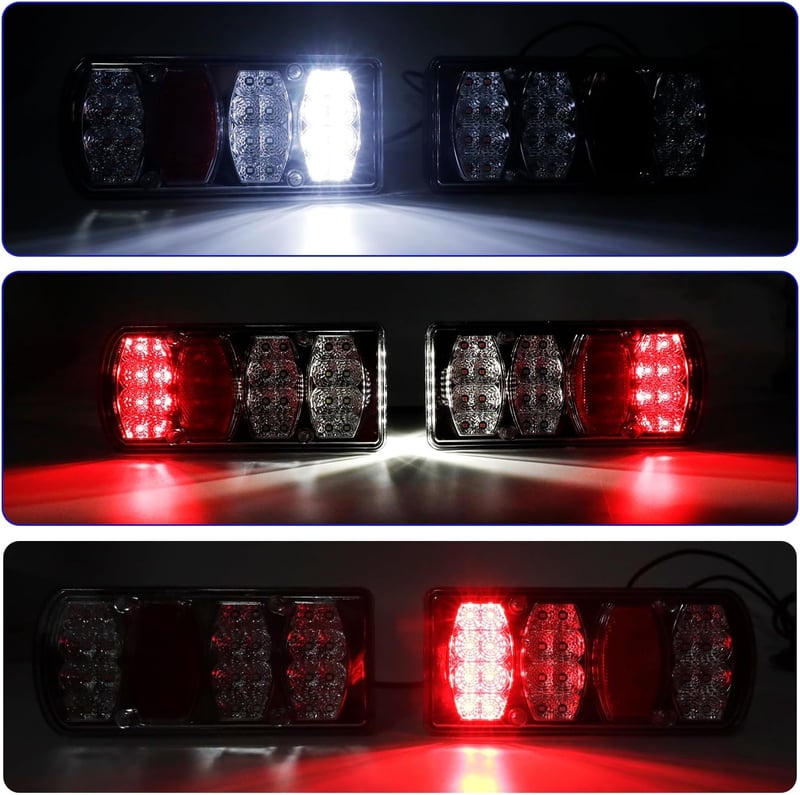 AOJO 13 pólusú LED utánfutó hátsó lámpa szett 5 m kábellel 12V 24V 7 funkció vízálló E jóváhagyott