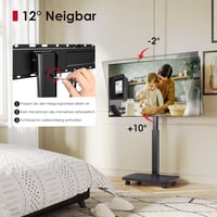 AOKCOS Görgős TV Állvány 32-65 Colos Tévéhez, Magasságállítható, Forgatható, 40 kg Terhelhetőség, Fekete 4