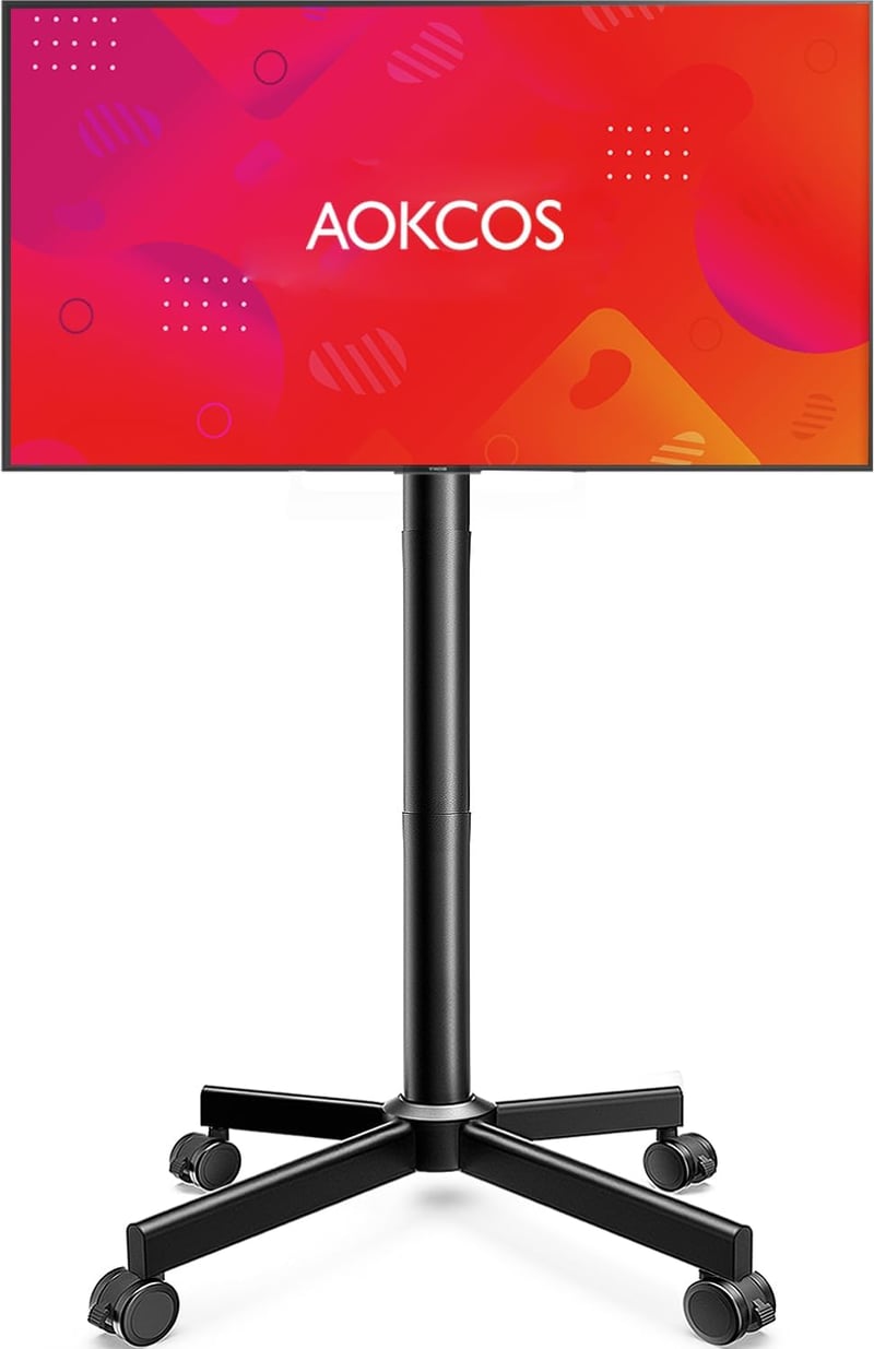 AOKCOS görgős TV állvány 32-65 colos TV-hez, dönthető, magasságállítható, max VESA 400x400 mm, 40 kg