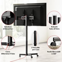 AOKCOS görgős TV állvány 32-65 colos TV-hez, dönthető, magasságállítható, max VESA 400x400 mm, 40 kg 5