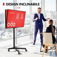 AOKCOS görgős TV állvány 32-65 colos TV-hez, dönthető, magasságállítható, max VESA 400x400 mm, 40 kg 2