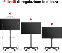 AOKCOS görgős TV állvány 32-65 colos TV-hez, dönthető, magasságállítható, max VESA 400x400 mm, 40 kg 3