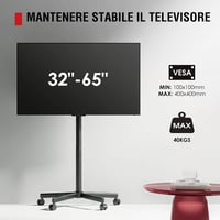 AOKCOS görgős TV állvány 32-65 colos TV-hez, dönthető, magasságállítható, max VESA 400x400 mm, 40 kg 8