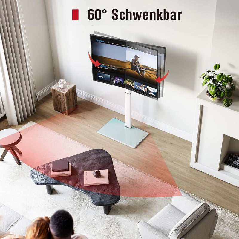 AOKCOS TV állvány 32-55-65-70 colos tévéhez, dönthető, forgó, magasságállítható, VESA 400x400, fehér