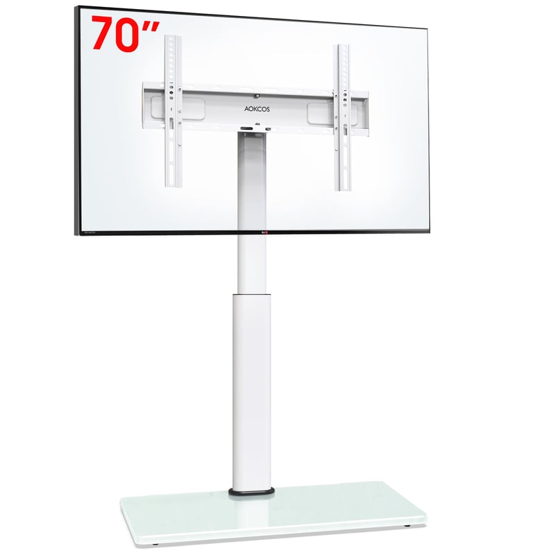 AOKCOS TV állvány padlóra, 32-70", dönthető, forgó, magasságállítható, max. VESA 400x400 mm - fehér