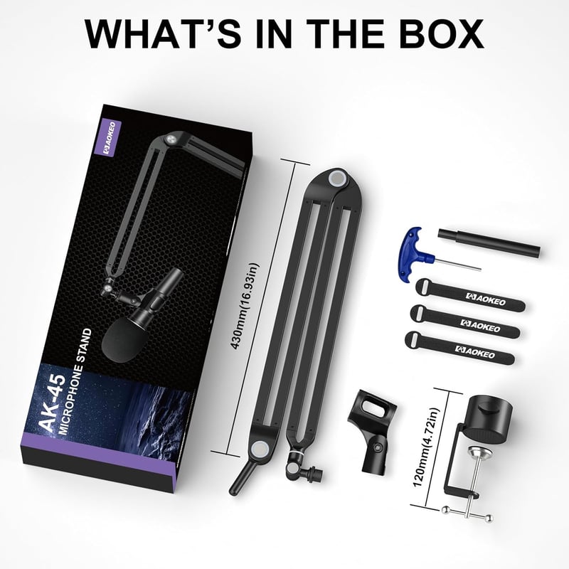 Aokeo AK-45 Mikrofon Állvány Blue Yeti, Snowball, HyperX QuadCast Kompatibilis