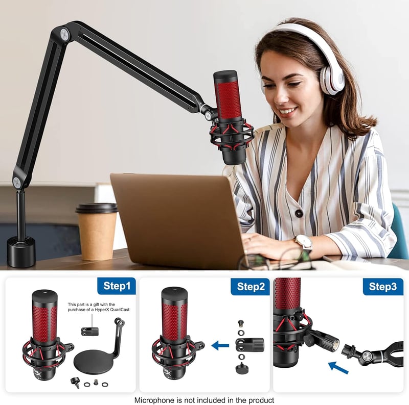 Aokeo AK-45 Mikrofon Állvány Blue Yeti, Snowball, HyperX QuadCast Kompatibilis