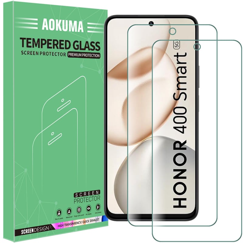 Folie de protecție din sticlă securizată AOKUMA pentru Honor 400 - pachet de 2 bucăți, 0,26 mm, duritate 9H, rezistentă la zgârieturi și la spargere