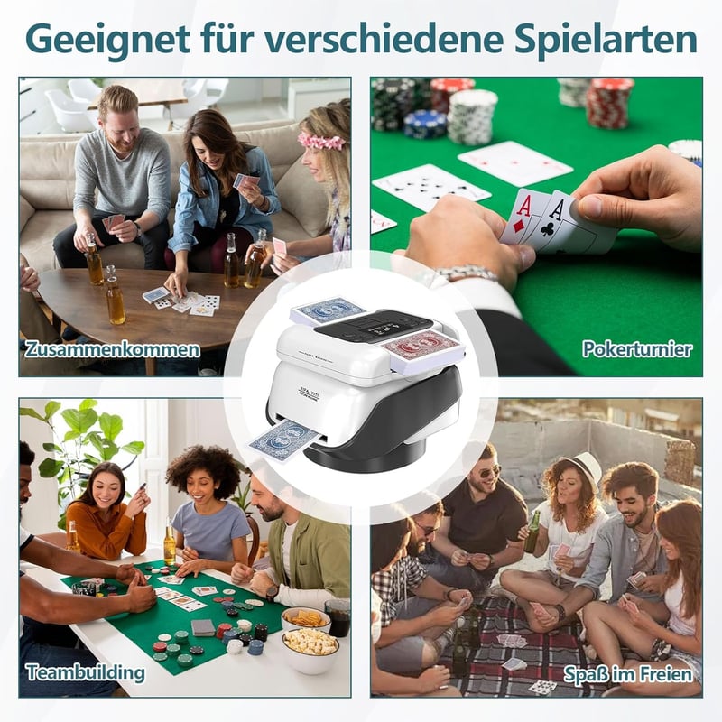 Aolawco 2az1-ben Automata Kártyakeverő és Osztó, 360° Forgó, Póker UNO Texas Hold'em