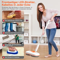 Aolawco Vezeték Nélküli Elektromos Felmosó - Padlótisztító és Polírozó Gép LED Világítással, 750ml Tartállyal és Permetező Funkcióval 5
