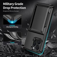 Aolcev iPhone 15 Pro Max kártyatartós tok (max. 4 kártya) kétréteges PC+TPU - fekete 6