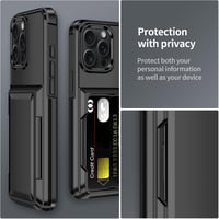 Aolcev iPhone 15 Pro Max kártyatartós tok (max. 4 kártya) kétréteges PC+TPU - fekete 7