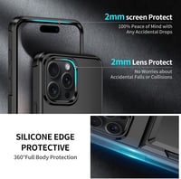 Aolcev iPhone 15 Pro Max kártyatartós tok (max. 4 kártya) kétréteges PC+TPU - fekete 5