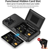 Aolcev iPhone 15 Pro Max kártyatartós tok (max. 4 kártya) kétréteges PC+TPU - fekete 3