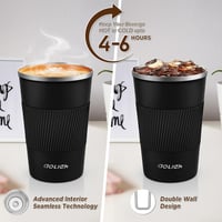 Aolieh Termikus Utazó Bögre 380ml Rozsdamentes Acél Fekete Szörf Nélküli 3