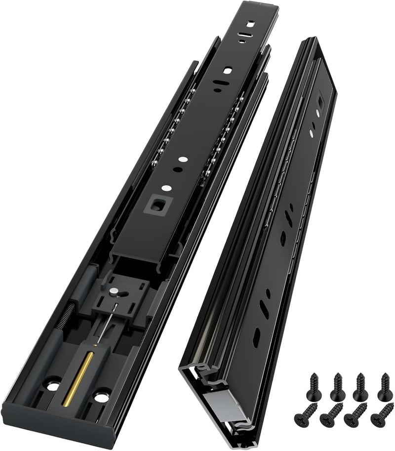 AOLISHENG 300mm Soft Close Fiók Csúszka 45kg Teherbírás Golyóscsapágy Konyha Szekrény Fekete Pár