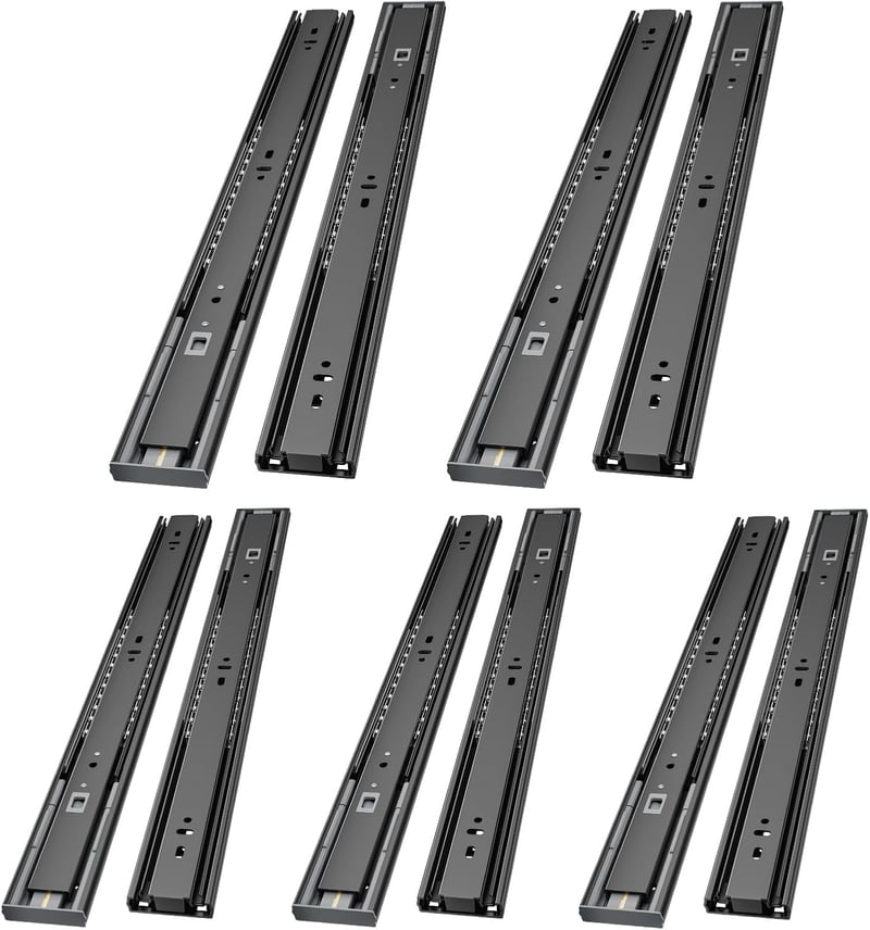 AOLISHENG 5 pár (10 db) 600mm teljes kihúzású szoft záró fiók sín 45kg terhelhetőség