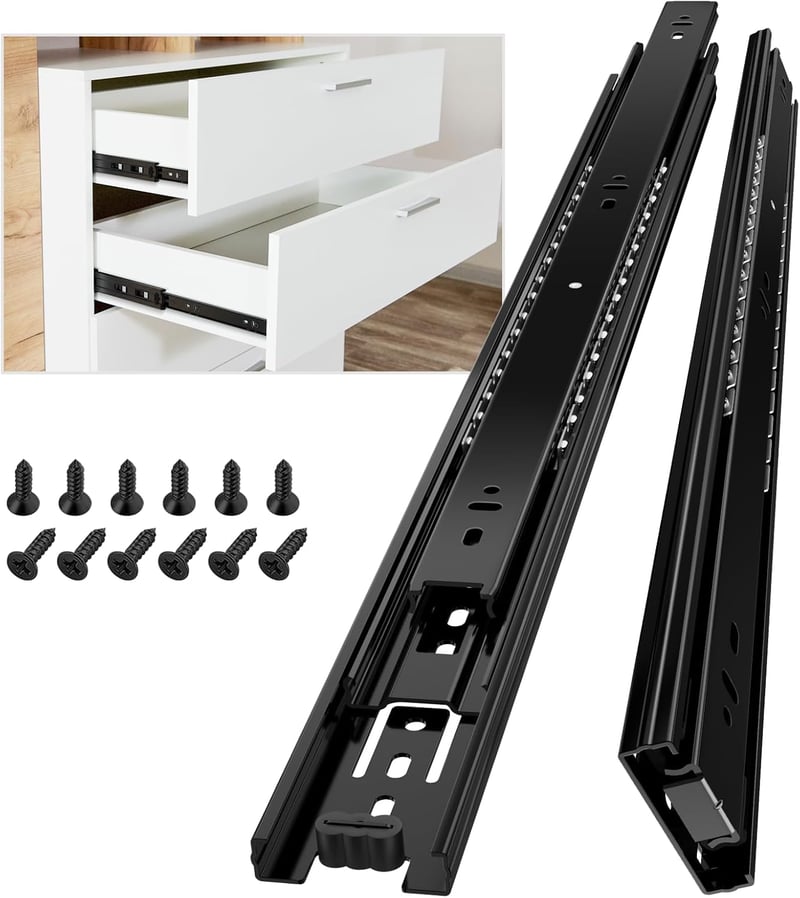 AOLISHENG 500mm Teljes Kihúzású Fiók Sín 45kg Teherbírás Bútor Konyha Fekete Pár