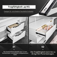 AOLISHENG Fióksín teljes kihúzás 400 mm, fekete, 45 kg teherbírás, erős csúszósín, 1 pár (2 db) 5