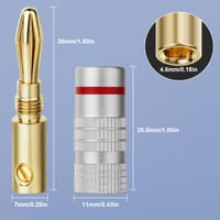 Aolso 24K pozlátený banánik 4,5 mm konektor pre reproduktory, HiFi zosilňovače, stereo prijímače, audio kábel, skrutkovací konektor, 4 ks 2