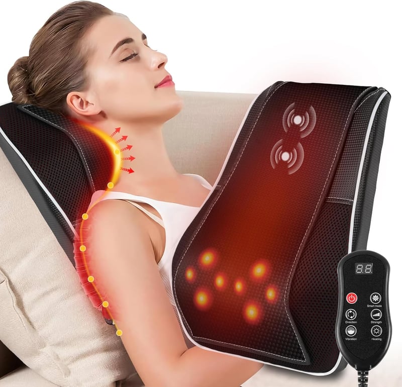 Aolso 3D nyakmasszázs melegítéssel, shiatsu hátmasszázs, vállmasszázs párna