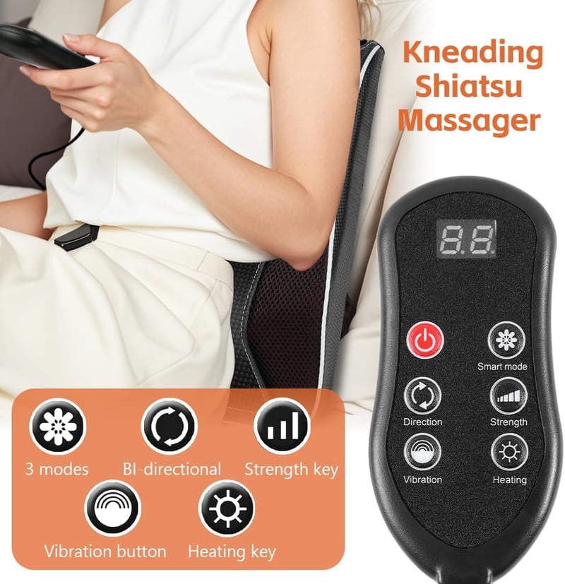 Aolso 3D nyakmasszázs melegítéssel, shiatsu hátmasszázs, vállmasszázs párna