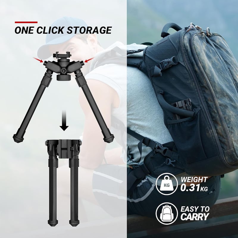 AOMEKIE Állítható Puska Bipodia Picatinny 20-22mm Forgó Támasz 18,6-27,3cm