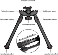 AOMEKIE Állítható Puska Bipodia Picatinny 20-22mm Forgó Támasz 18,6-27,3cm 8