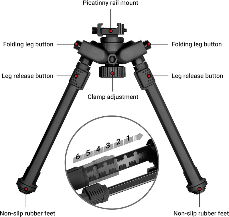 AOMEKIE Állítható Puska Bipodia Picatinny 20-22mm Forgó Támasz 18,6-27,3cm